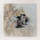 Tri Kleur Engels Setter Art, houtsnip jacht Legpuzzel (Horizontaal)