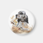 Tri Kleur Engels Setter Art, houtsnip jacht Magneet (Voorkant)