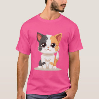 Tri kleur kat meisje t-shirt
