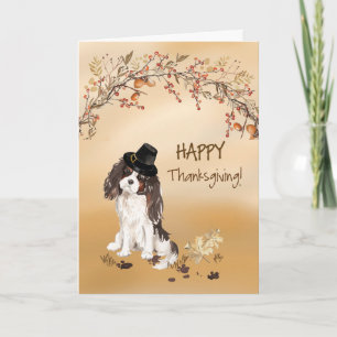 Tri kleur King Charles Spaniel Funny Thanksgiving Kaart