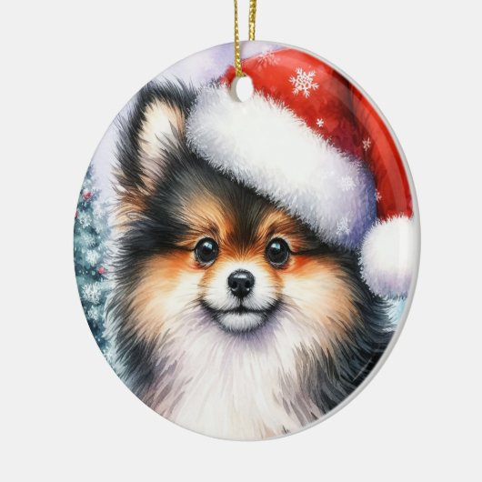 Tri Kleur Pommerse Waterverf Kerstmis Keramisch Ornament (Links)