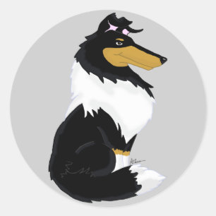 Tri-kleur Rough Collie Cartoon Sticker