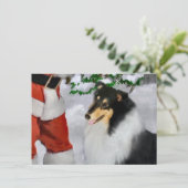Tri Kleur Ruw Collie Santa Kerstmis Kaart (Staand voorkant)