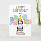 Tri Kleur Sheepadoodle Hond Gelukkige Verjaardag Kaart (Voorkant)