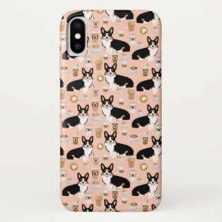 Tri-kleurig Corgi Coffee-patroon - wazig iPhone X Hoesje