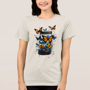 Tri-matière Papillon hors du t-shirt pour femmes en bouteille