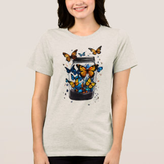 Tri-matière Papillon hors du t-shirt pour femmes en bouteille