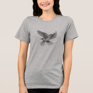 Tri-matière T-Shirt Bird Art en Ligne | Dessin minimaliste en