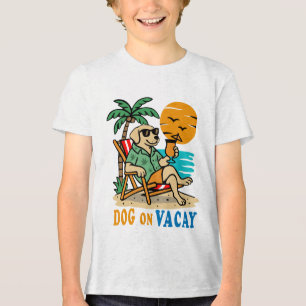 Tri-matière T-shirt Chien Drôle en Vacances Été Mignon