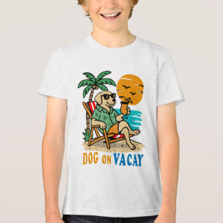 Tri-matière T-shirt Chien Drôle en Vacances | Été Mignon