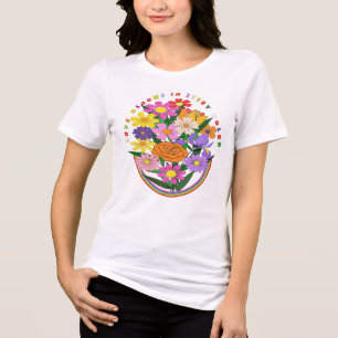 Tri-matière T-Shirt Cœur Floral Vibrant Amour en Couleur