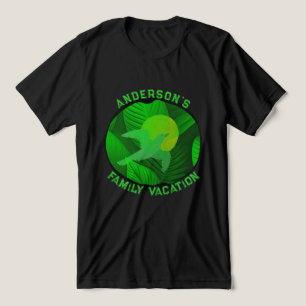 Tri-matière T-Shirt Graphique Vert Vacances en Famille