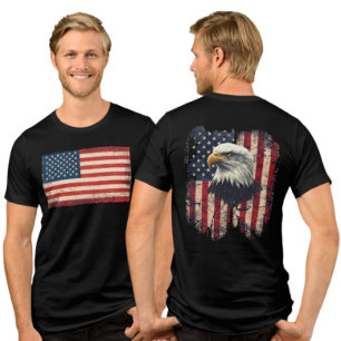 Tri-matière T-shirt homme Drapeau américain et aigle en détres