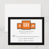 Tri-Monogram Orange Modern Reply / Cartes RSVP (Devant / Derrière)