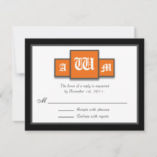 Tri-Monogram Orange Modern Reply / Cartes RSVP