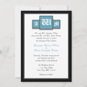 Tri-Monogramme Blue Modern Wedding Invitations (Devant)