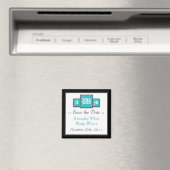 Tri-Monogramme Turquoise Magnet Réservez la date m (In Situ (Lave-vaisselle))