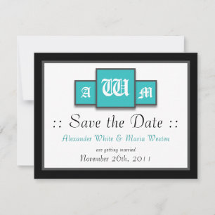 Tri-Mozaïek Teal Moderne Trouwkaart Save the Dates Kaart