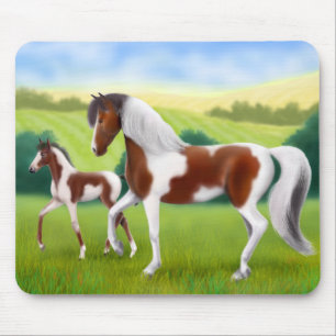Tri Paint Mare en Foal Mousepad Muismat