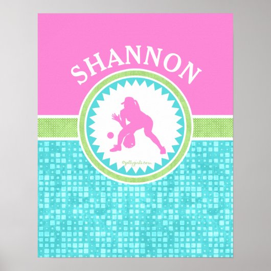 Tri-pasta-kleurensoftball met Aqua-Tegel Poster (Voorkant)