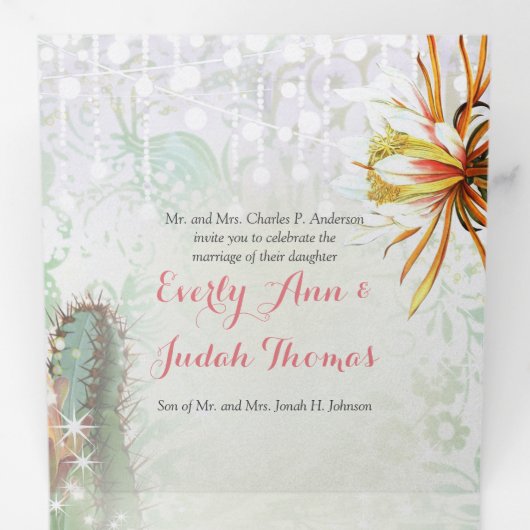 Tri-pli tout en un Faire-part de mariage Cactus (Intérieur en premier)