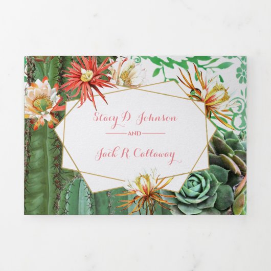 Tri-pli tout en un Faire-part de mariage Cactus (Page de couverture)