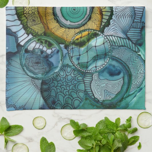 Tri serviette de cuisine de cercle (Plié)