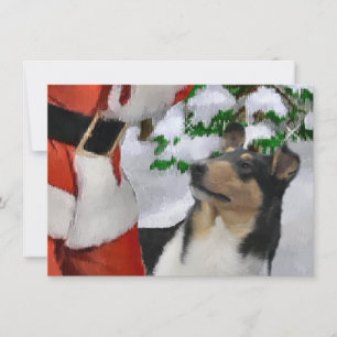 Tri Smooth Collie en Santa Christmas Kaart