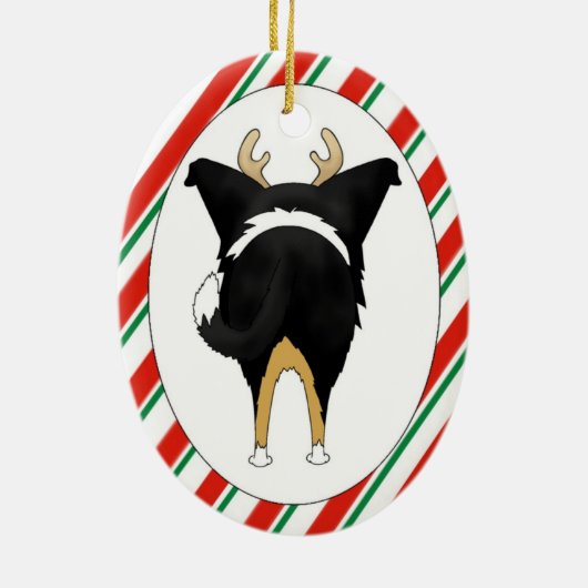 Tri Smooth Collie kerstversiering Keramisch Ornament (Achterkant)