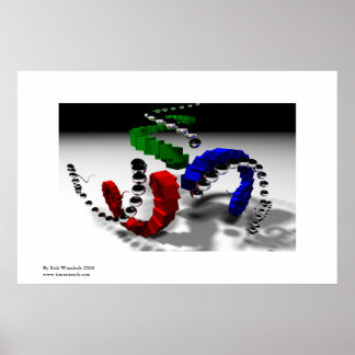 Tri Spiral Recursive Raytraced Afbeelding Poster