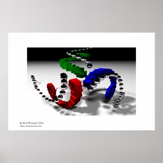 Tri Spiral Recursive Raytraced Afbeelding Poster (Voorkant)