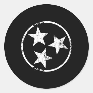 Tri Star TN Vlag Noodlijdende Witte Tennessee Staa Ronde Sticker