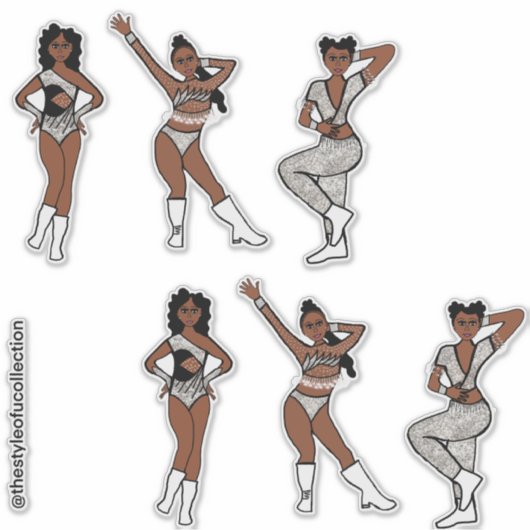 Tri Style Black White Silver Dancer #1 Sticker (Voorkant)