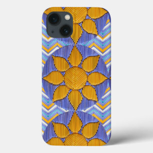 Tri Sunflower Blue Chevron iPhone 13 Hoesje