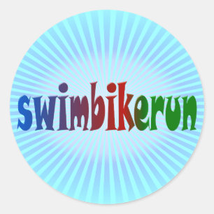 TRI Triathlon Swim Bike run RAINBOW-ontwerp Ronde Sticker