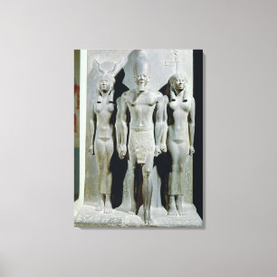 Triad van Menkaure met de godin Hathor Canvas Afdruk