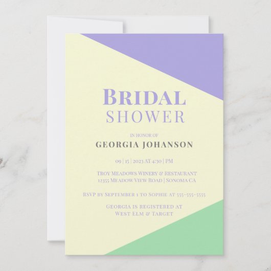 Triadische Paarse moderne bridale doucheuitnodigin Kaart (Voorkant)