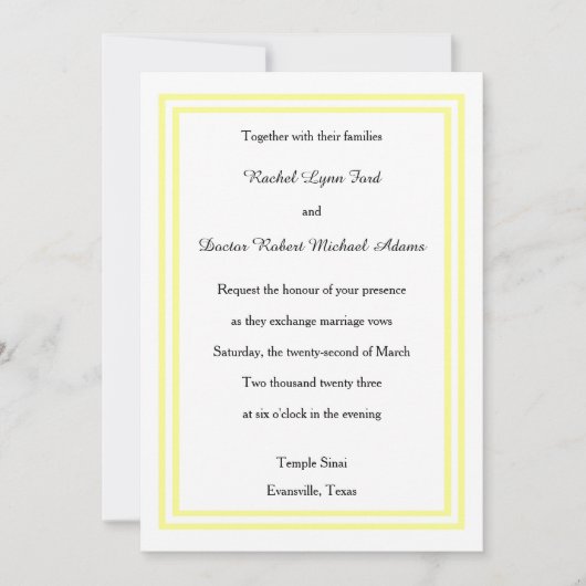 Triage Jaune Doux - 5x7 Faire-part de mariage (Devant)