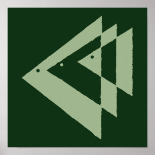 Triangle Abstrait Poisson vert foncé Impression