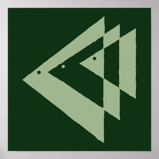 Triangle Abstrait Poisson vert foncé Impression (Devant)