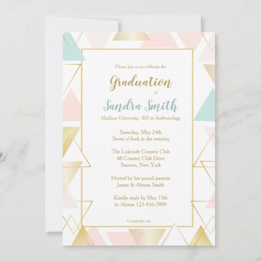 Triangle Cadre photo Invitation de diplôme (Dos)