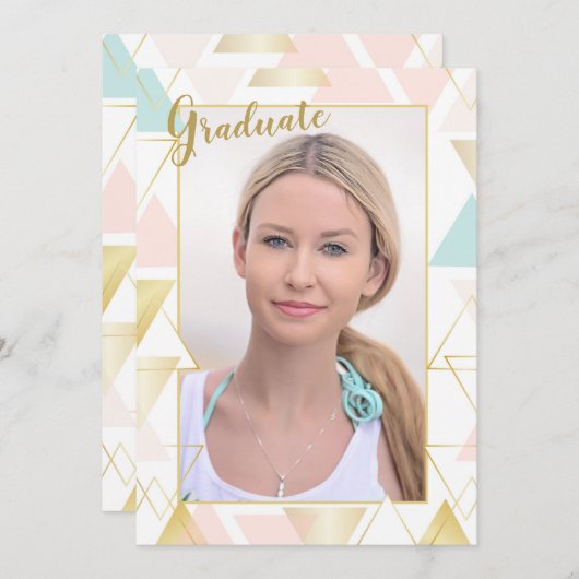 Triangle Cadre photo Invitation de diplôme (Devant / Derrière)