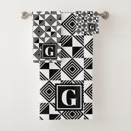 Triangle carré Monogramme blanc noir géométrique (En situation)