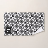 Triangle carré Monogramme blanc noir géométrique (Serviette à main)