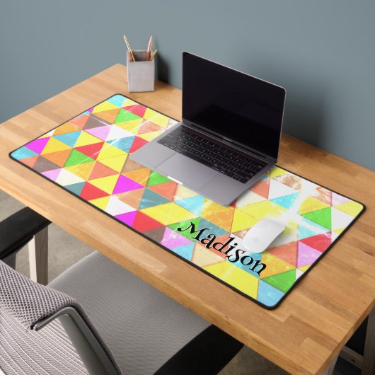 Triangle coloré géométrie rétro motif Monogramme (Bureau 2)