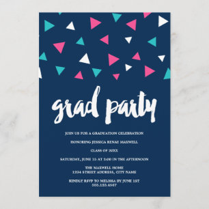 Triangle Confetti Graduation Party Invitation