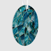 Triangle géométrique d'or de noir d'agate de bleu (devant)