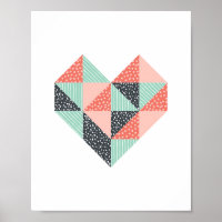 Triangle Heart Mint Coral en Black