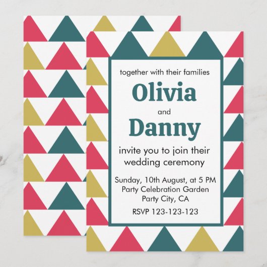 Triangle Invitation de mariage géométrique coloré (Devant / Derrière)