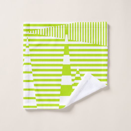 Triangle - Lime vert et blanc (Gant de toilette)